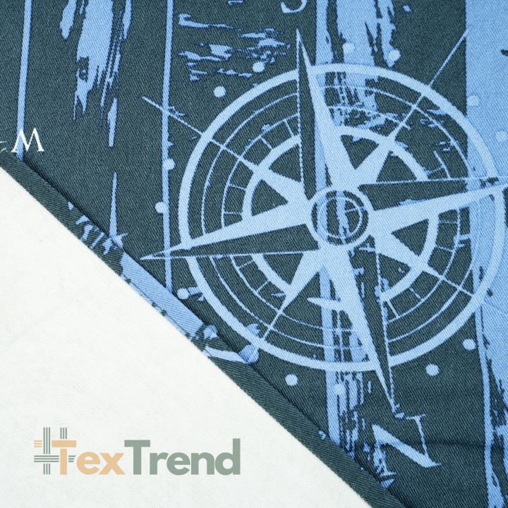 Liegegewebe maritimes Muster dunkelblau - Stoffstück 45cm x 140cm