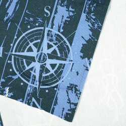 Liegegewebe maritimes Muster dunkelblau - Stoffstück 45cm x 140cm