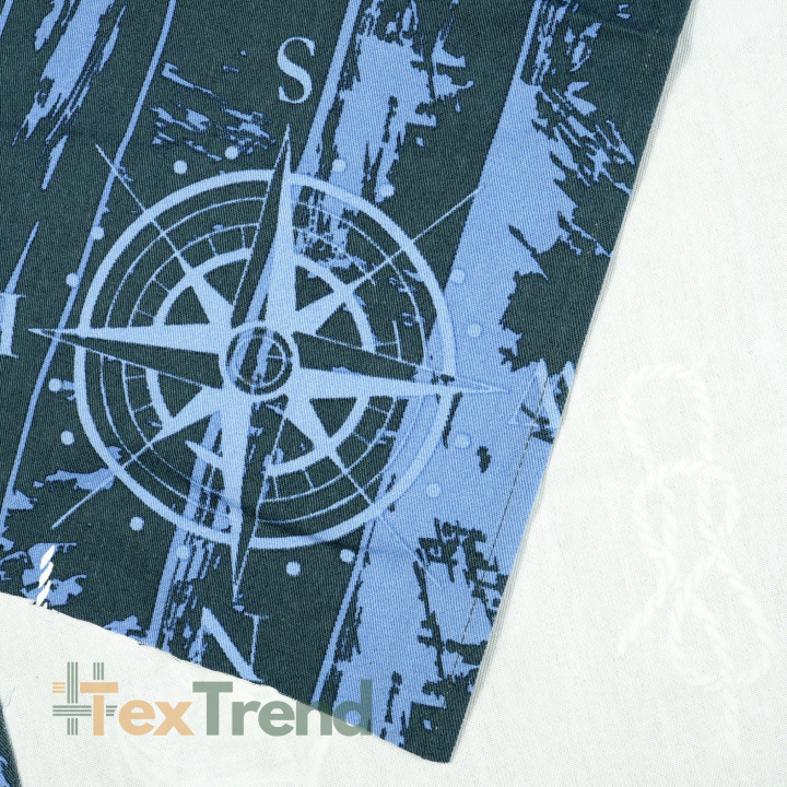 Liegegewebe maritimes Muster dunkelblau - Stoffstück 45cm x 140cm