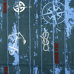 Liegegewebe maritimes Muster dunkelblau - Stoffstück 45cm x 140cm