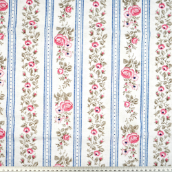 Flanell mit blauen Streifen und Rosen