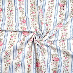 Flanell mit blauen Streifen und Rosen