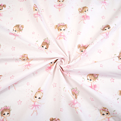 100% Baumwolle Balletttänzerinnen in Rosa mit Sternen auf rosa Hintergrund