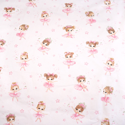 100% Baumwolle Balletttänzerinnen in Rosa mit Sternen auf rosa Hintergrund