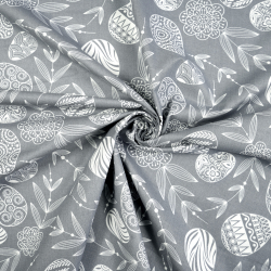 100% Baumwolle Ostermuster Eier auf grauem Hintergrund