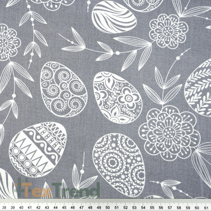 100% Baumwolle Ostermuster Eier auf grauem Hintergrund