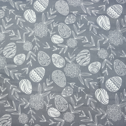 100% Baumwolle Ostermuster Eier auf grauem Hintergrund
