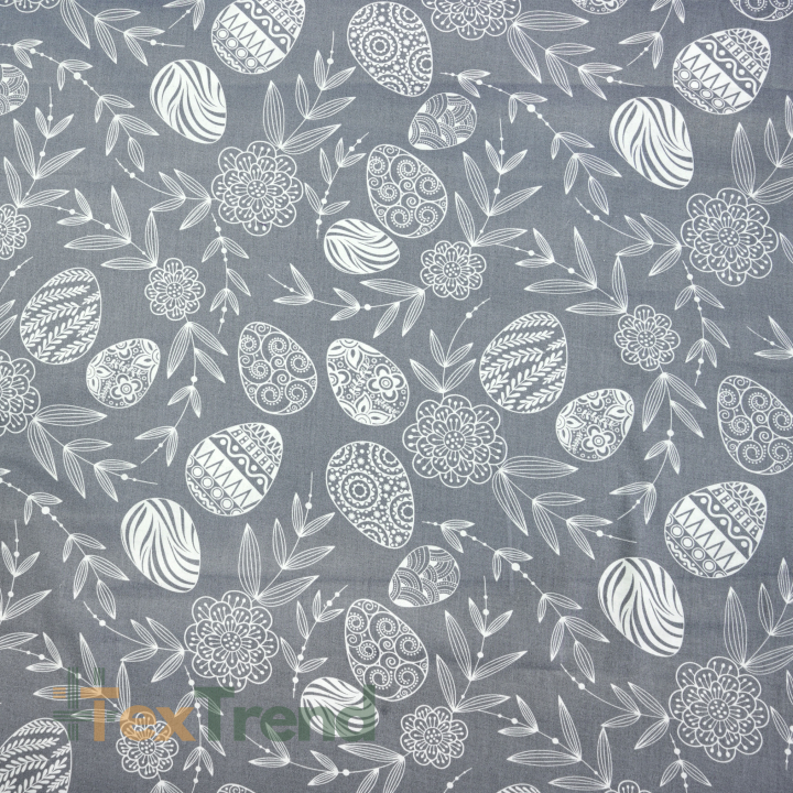 100% Baumwolle Ostermuster Eier auf grauem Hintergrund