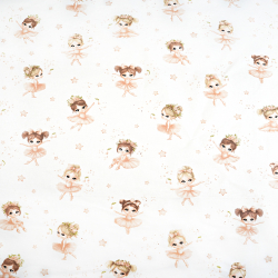 100% Baumwolle Balletttänzerinnen beige mit Sternen auf weißem Hintergrund