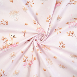 100% Baumwolle Schwäne in Lilien auf rosa Hintergrund