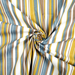 100% Baumwolle gestreift in senfgelb und jeansblau