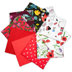 Patchwork-Stoffset 20 Stück 40 x 40 cm - rot/Mädchen