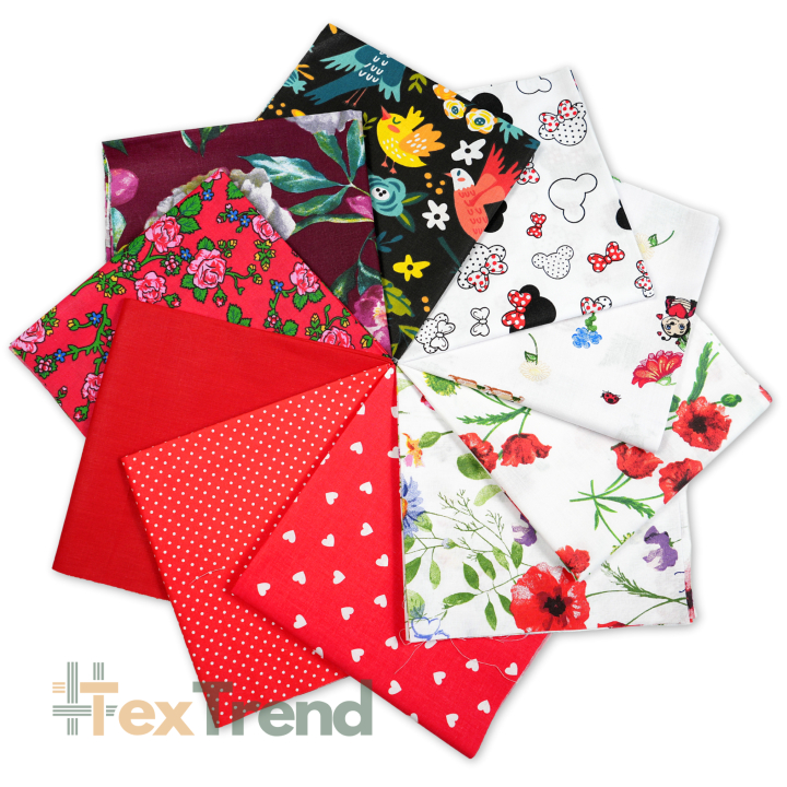 Patchwork-Stoffset 20 Stück 40 x 40 cm - rot/Mädchen