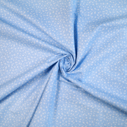 100% Baumwolle Mini Wiese mit weißen Punkten auf blauem Hintergrund