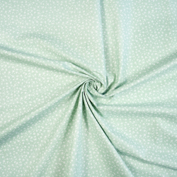 100% Baumwolle Mini Wiese mit weißen Punkten auf salbeigrünem Hintergrund