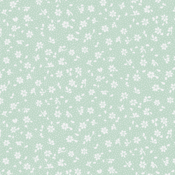100% Baumwolle Mini Wiese mit weißen Punkten auf salbeigrünem Hintergrund