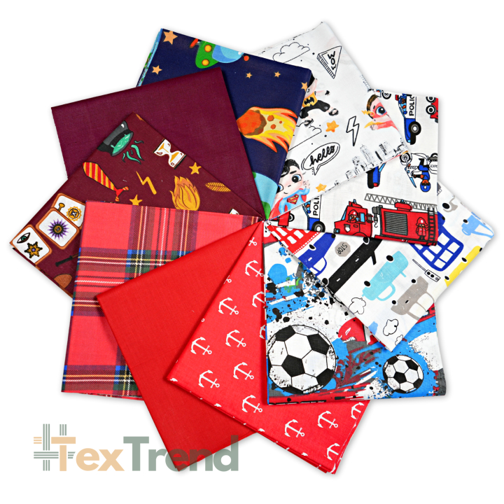 Patchwork-Stoffset 20 Stück 40 x 40 cm - rot/Junge