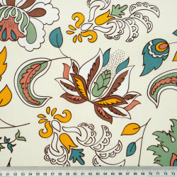 100% Baumwolle türkisches Blumenmuster auf ecrufarbenem Hintergrund