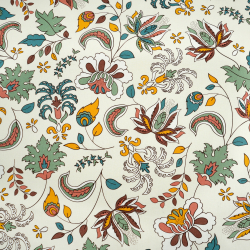 100% Baumwolle türkisches Blumenmuster auf ecrufarbenem Hintergrund