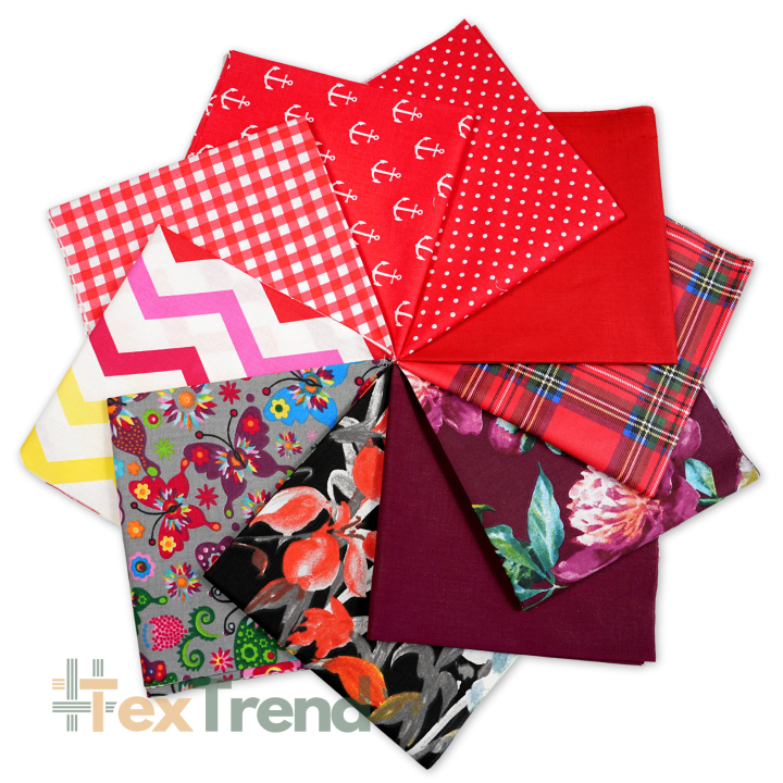 Patchwork-Stoffset 20 Stück 40 x 40 cm - rot/Erwachsene