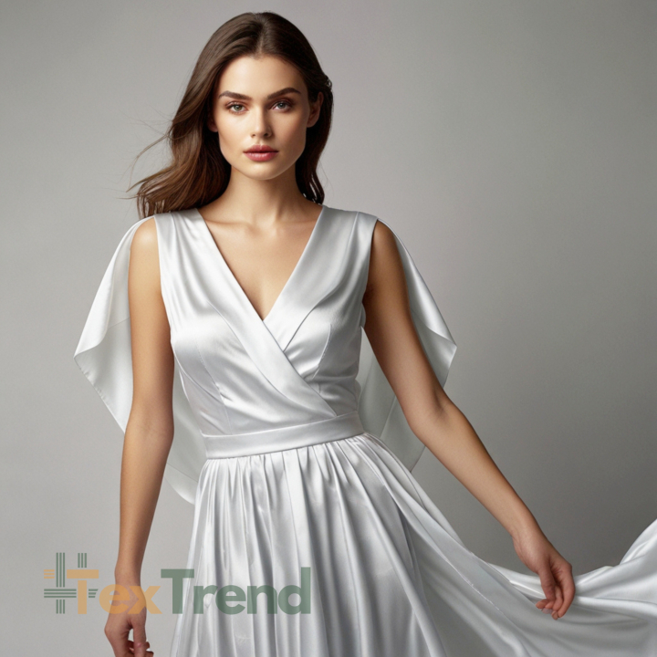 Kleidungsstoff Satin mit Lycra - weiß 1