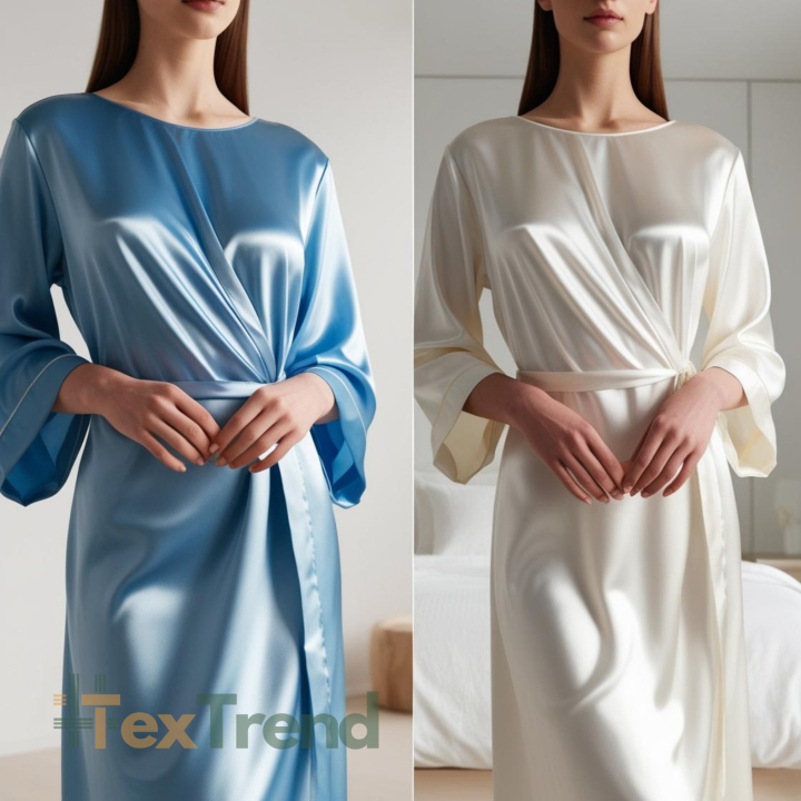 Kleidungsstoff Satin mit Lycra - blau 28