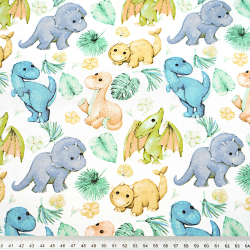 100% Baumwolle Dinosaurier Baby mit blauen und orangefarbenen Blättern