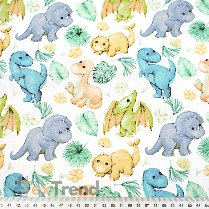 100% Baumwolle Dinosaurier Baby mit blauen und orangefarbenen Blättern