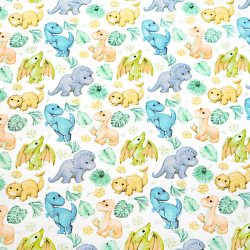 100% Baumwolle Dinosaurier Baby mit blauen und orangefarbenen Blättern