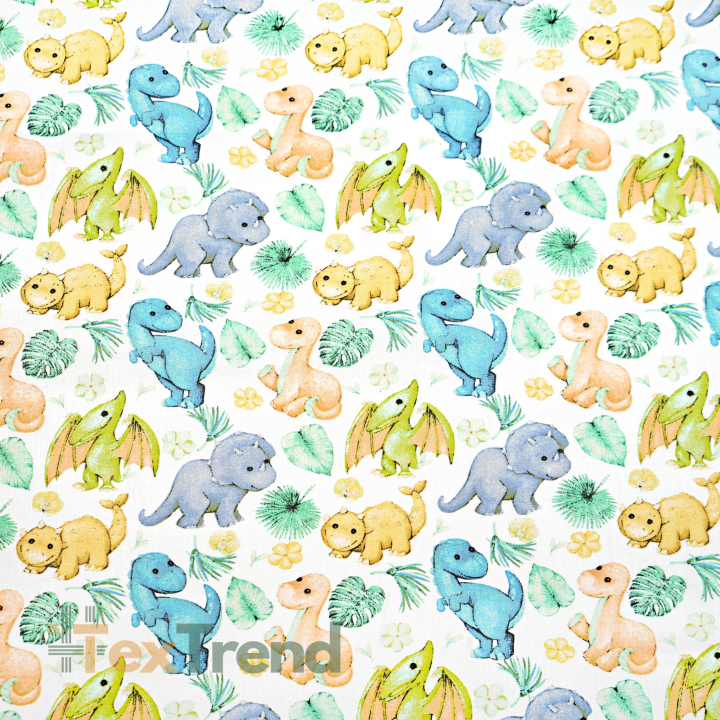 100% Baumwolle Dinosaurier Baby mit blauen und orangefarbenen Blättern