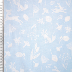 100% Baumwolle mit weißen Tieren auf blauem Hintergrund