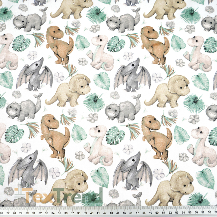 100% Baumwolle Dinosaurier Baby mit braun-grauen Blättern