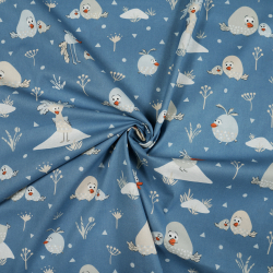 100% Baumwolle Dodo Vögel auf Jeans Hintergrund