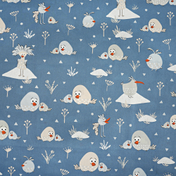 100% Baumwolle Dodo Vögel auf Jeans Hintergrund