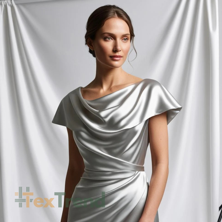 Kleidungsstoff Satin mit Lycra - stahlgrau 47