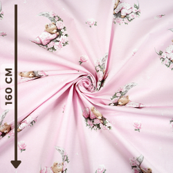 100% Baumwolle mit schlafenden Bären auf Monden auf rosa Hintergrund