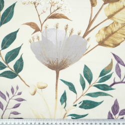 100% Baumwolle mit Mohn- und Dillblumen auf beigem Hintergrund