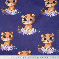100% Baumwolle mit Tigerdesign auf dunkelblauem Hintergrund