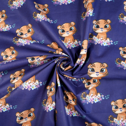 100% Baumwolle mit Tigerdesign auf dunkelblauem Hintergrund