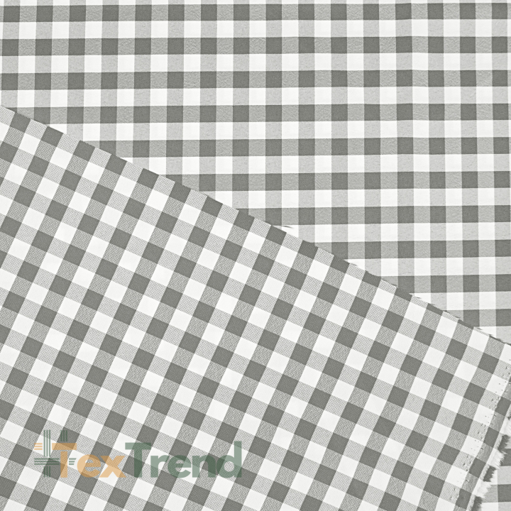 Tischdecke aus flecken- und wasserabweisendem Stoff - graues Vichy-Karo