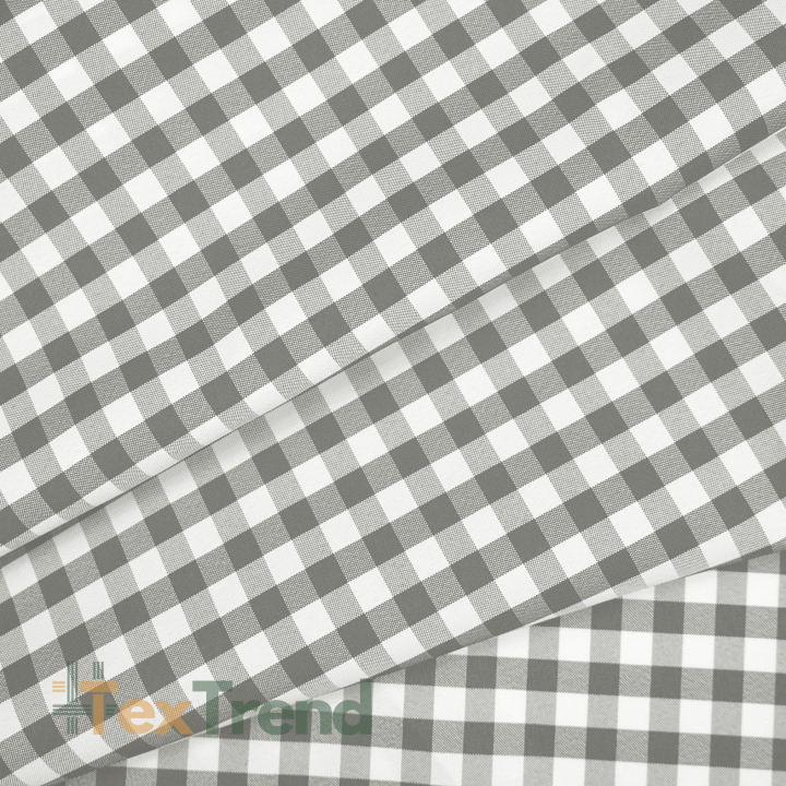 Tischdecke aus flecken- und wasserabweisendem Stoff - graues Vichy-Karo
