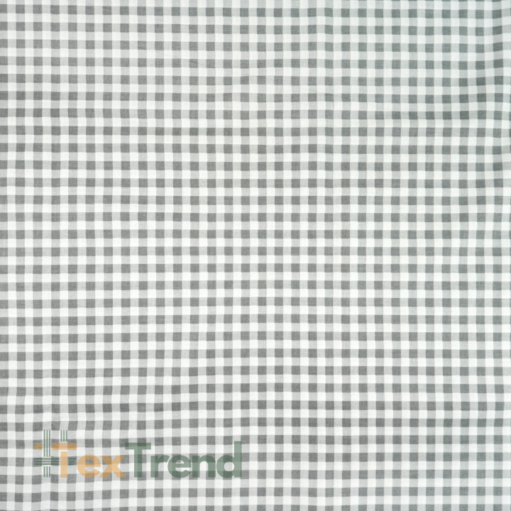 100% Baumwolle Vichy Karomuster grau-weiß klein