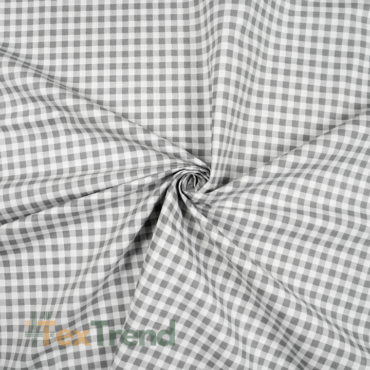 100% Baumwolle Vichy Karomuster grau-weiß klein