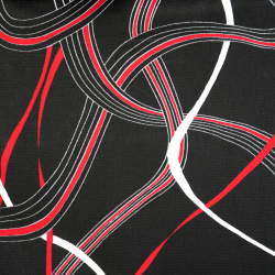 Liegegewebe mit rot-weißen Streifen auf schwarzem Hintergrund