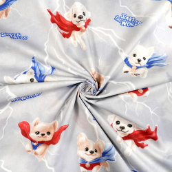 100% Baumwolle super Hunde auf grauem Hintergrund