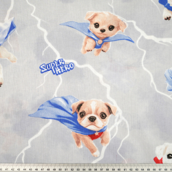 100% Baumwolle super Hunde auf grauem Hintergrund