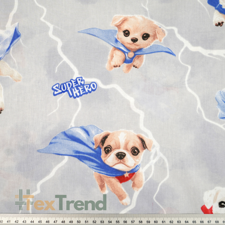 100% Baumwolle super Hunde auf grauem Hintergrund