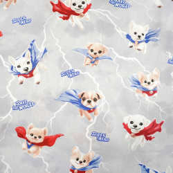 100% Baumwolle super Hunde auf grauem Hintergrund