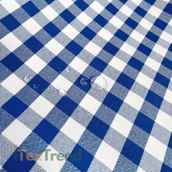 Tischdecke aus flecken- und wasserabweisendem Stoff - blaue Vichy-Karos