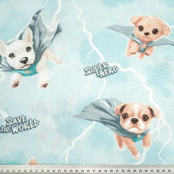 100% Baumwolle super Hunde auf türkisfarbenem Hintergrund